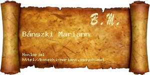 Bánszki Mariann névjegykártya