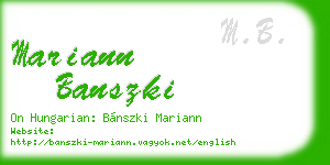 mariann banszki business card
